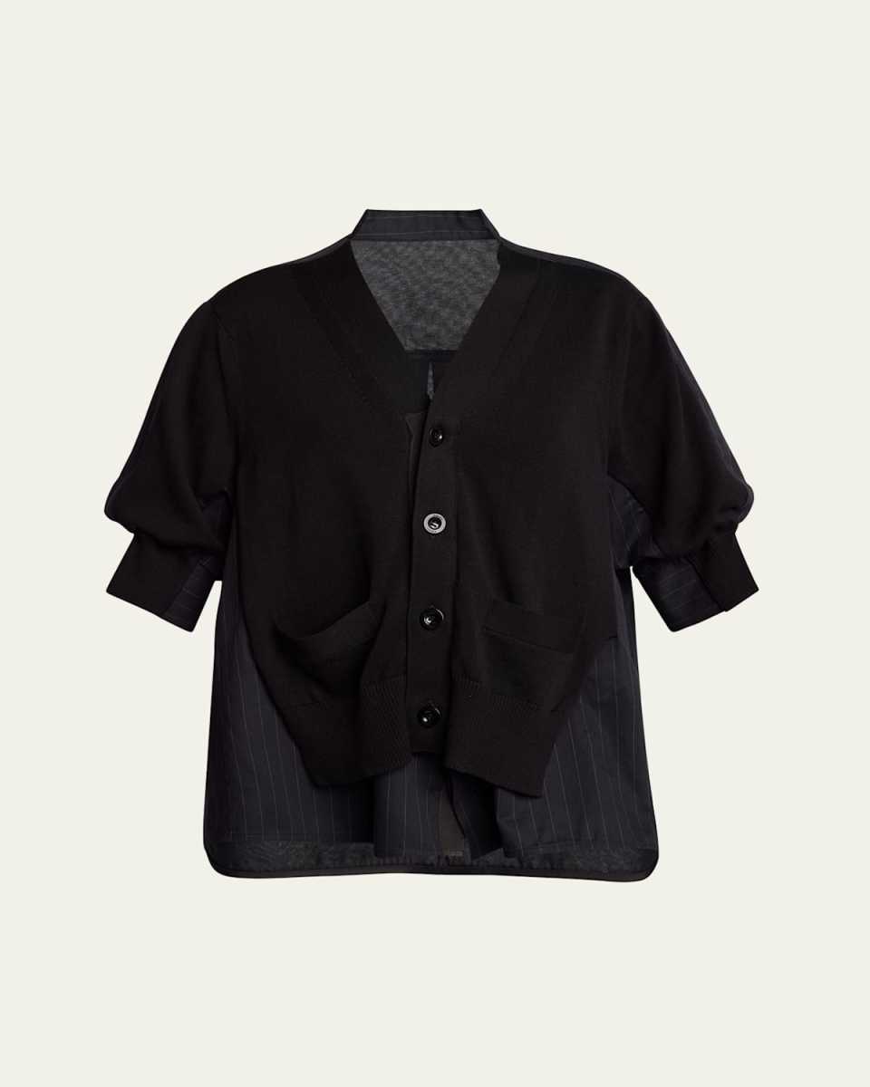 Pinstripe Shirting Cardigan